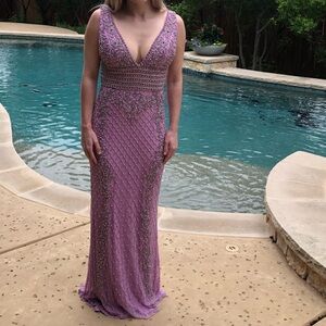 Lilac full beaded Sherri Hill dress